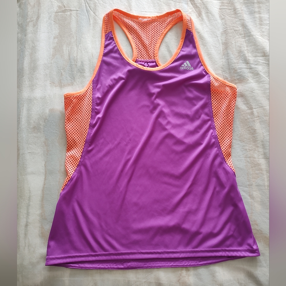 Adidas women's workout tank purple and orange size S